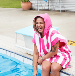 Adult Poncho - Quick Dry Hooded Towel - Phi Phi Pink
