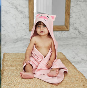 Baby Hooded Towel - Animal - Parker Pig
