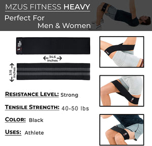 Mzus Fitness Resistance Band - Heavy (Black)