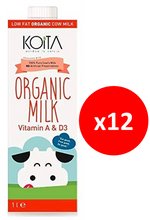 Load image into Gallery viewer, Koita Organic Low Fat Cow Milk Pack of 12x1L