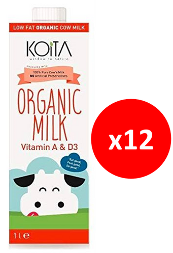 Koita Organic Low Fat Cow Milk Pack of 12x1L