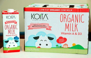 Koita Organic Low Fat Cow Milk Pack of 12x1L