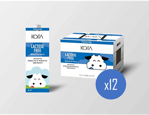 Koita Lactose Free Whole Fat Milk Pack of 12x1L  (EXP 05 MAY 24)
